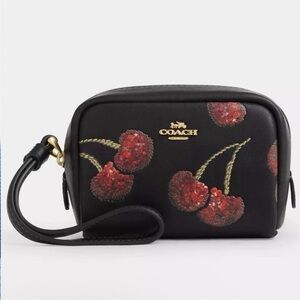 Coach Pouch Wristlet With Cherry Print No Tags
